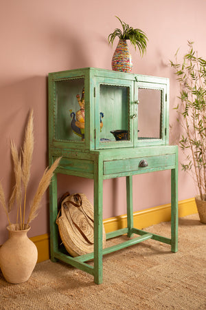 Light Green Vintage Display Cabinet