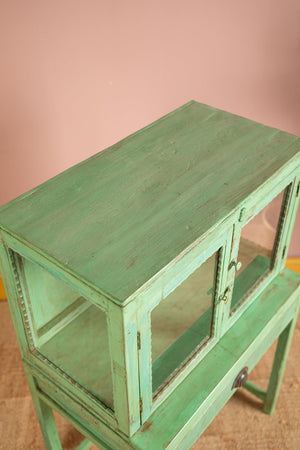 Light Green Vintage Display Cabinet