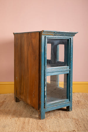 Dark Blue Vintage Wooden Display Cabinet