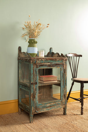 Vintage Blue Display Side Cabinet