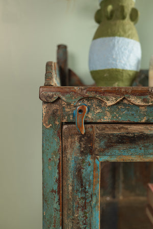Vintage Blue Display Side Cabinet