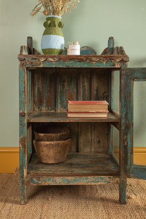 Vintage Blue Display Side Cabinet
