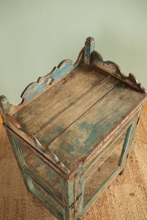 Vintage Blue Display Side Cabinet
