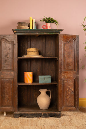 Vintage Green & Black Wooden Cupboard