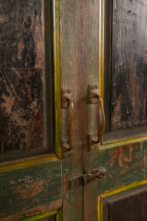 Vintage Green & Black Wooden Cupboard