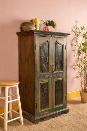 Vintage Green & Black Wooden Cupboard
