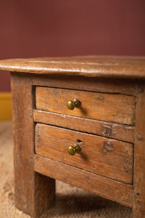 Wooden Vintage Side Table with Drawers