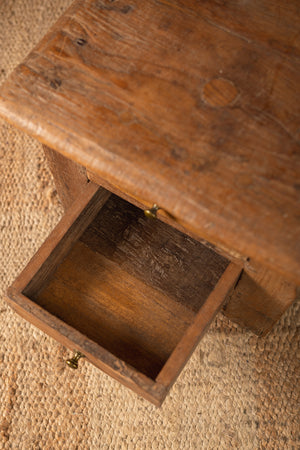 Wooden Vintage Side Table with Drawers