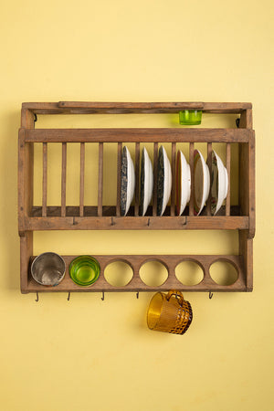 Wooden Vintage Kitchenware Wall Rack
