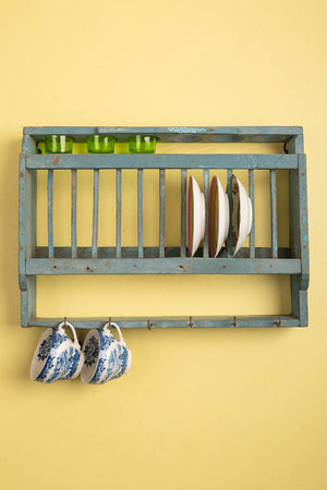 Blue Vintage Kitchenware Wall Rack