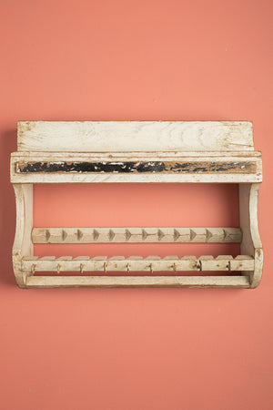 White Vintage Kitchenware Wall Rack