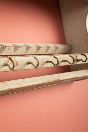 White Vintage Kitchenware Wall Rack