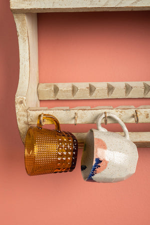 White Vintage Kitchenware Wall Rack