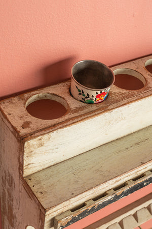 White Vintage Kitchenware Wall Rack