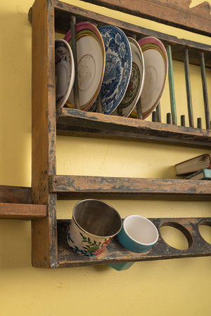 Vintage Wooden Kitchenware Wall Rack