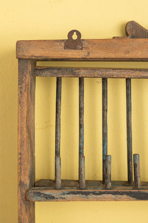 Vintage Wooden Kitchenware Wall Rack