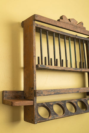 Vintage Wooden Kitchenware Wall Rack