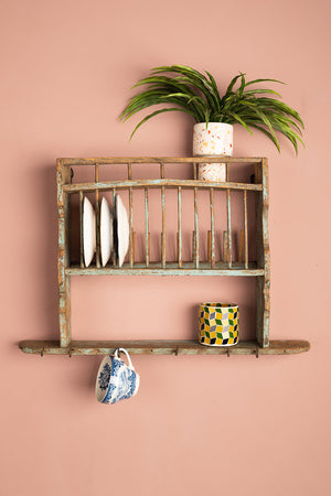 Vintage Wooden Kitchenware Wall Rack