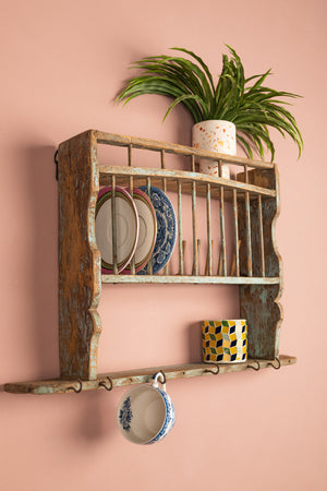 Vintage Wooden Kitchenware Wall Rack