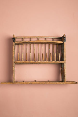 Vintage Wooden Kitchenware Wall Rack