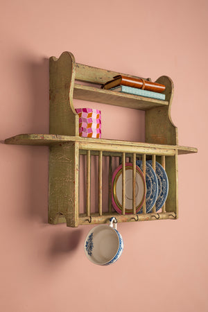 Pale Green Vintage Kitchenware Wall Rack