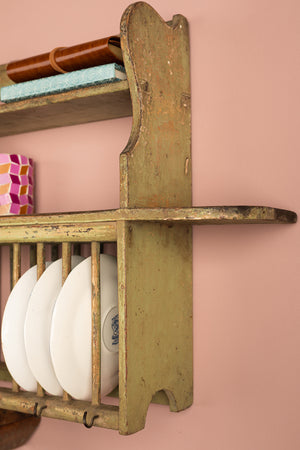 Pale Green Vintage Kitchenware Wall Rack