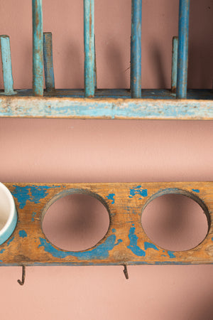 Vintage Blue Kitchenware Wall Rack
