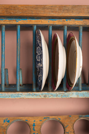 Vintage Blue Kitchenware Wall Rack