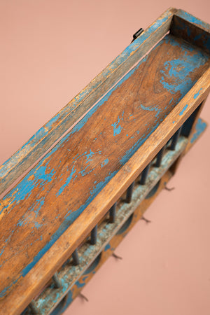Vintage Blue Kitchenware Wall Rack