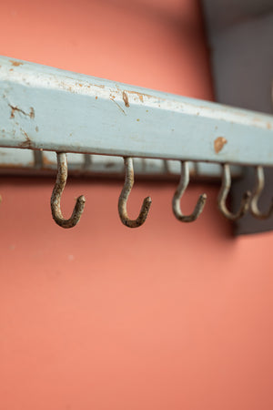 Pale Blue Vintage Kitchenware Wall Rack