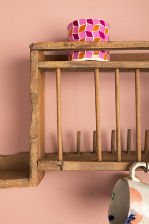 Light Wooden Vintage Kitchenware Wall Rack