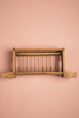 Light Wooden Vintage Kitchenware Wall Rack