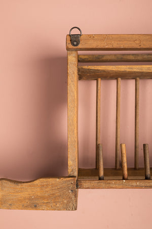 Light Wooden Vintage Kitchenware Wall Rack