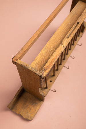 Light Wooden Vintage Kitchenware Wall Rack