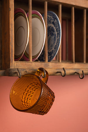 Vintage Light Wooden Kitchenware Wall Rack