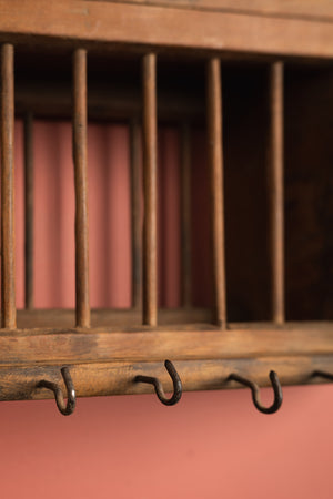 Vintage Light Wooden Kitchenware Wall Rack