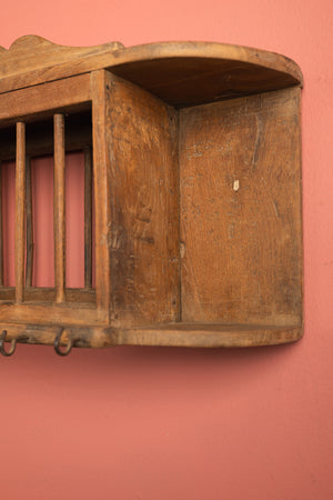 Vintage Light Wooden Kitchenware Wall Rack