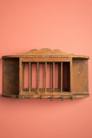 Vintage Light Wooden Kitchenware Wall Rack