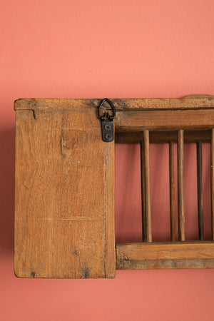 Vintage Light Wooden Kitchenware Wall Rack
