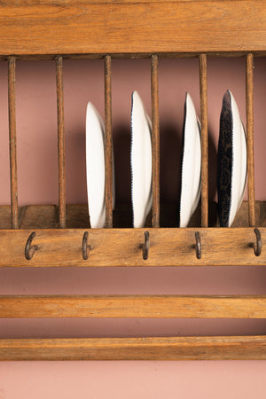 Light Wooden Vintage Kitchenware Wall Rack