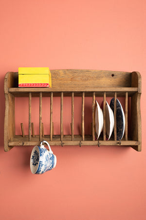 Vintage Wooden Kitchenware Wall Rack