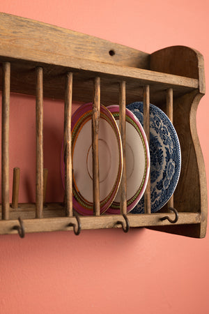 Vintage Wooden Kitchenware Wall Rack