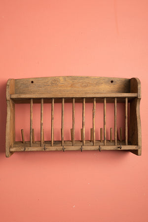 Vintage Wooden Kitchenware Wall Rack
