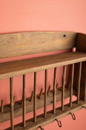 Vintage Wooden Kitchenware Wall Rack