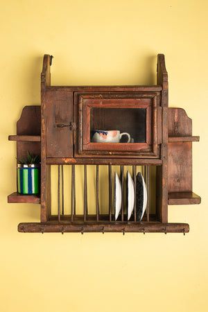 Vintage Kitchenware Wall Rack with Cabinet