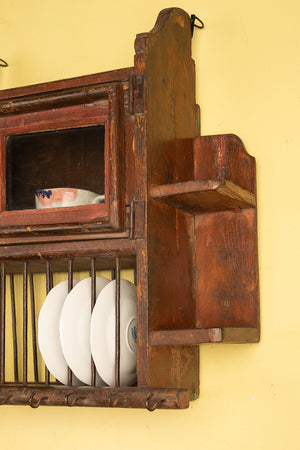Vintage Kitchenware Wall Rack with Cabinet