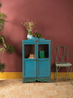 Vintage Blue Wooden Cabinet