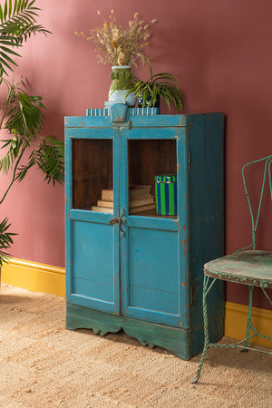 Vintage Blue Wooden Cabinet