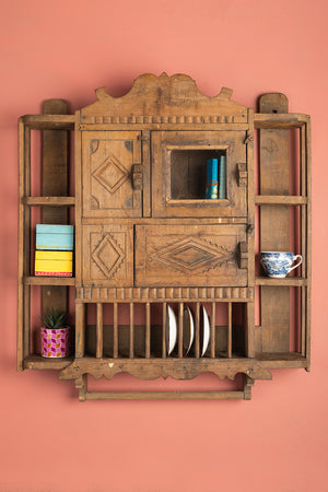 Wooden Vintage Kitchenware Wall Unit