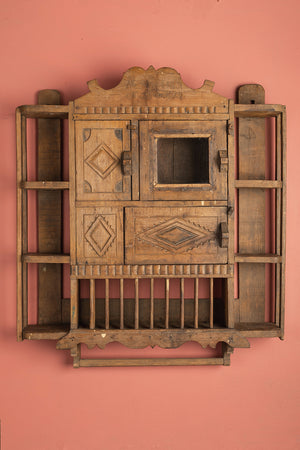 Wooden Vintage Kitchenware Wall Unit